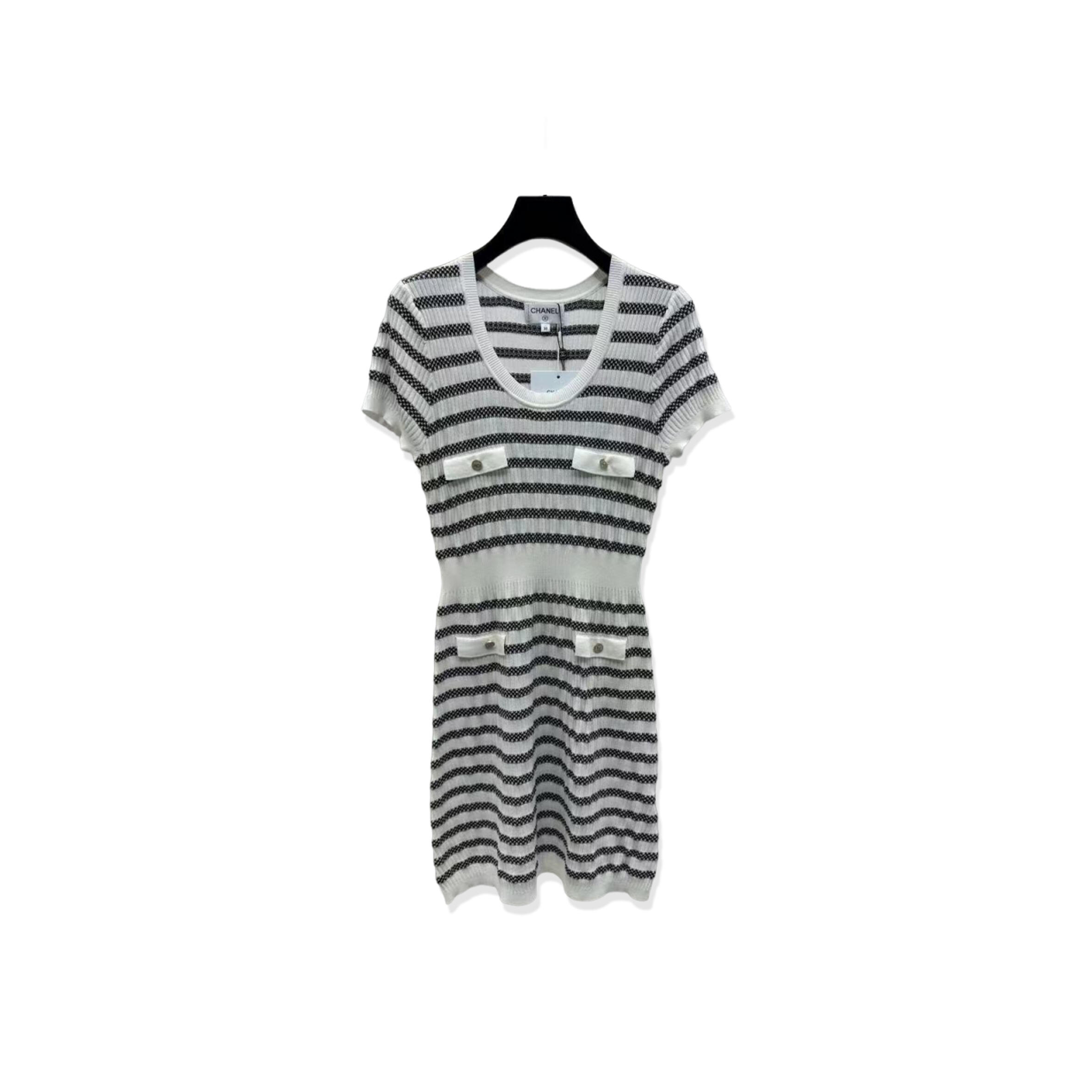 Ch**el white striped knit dress